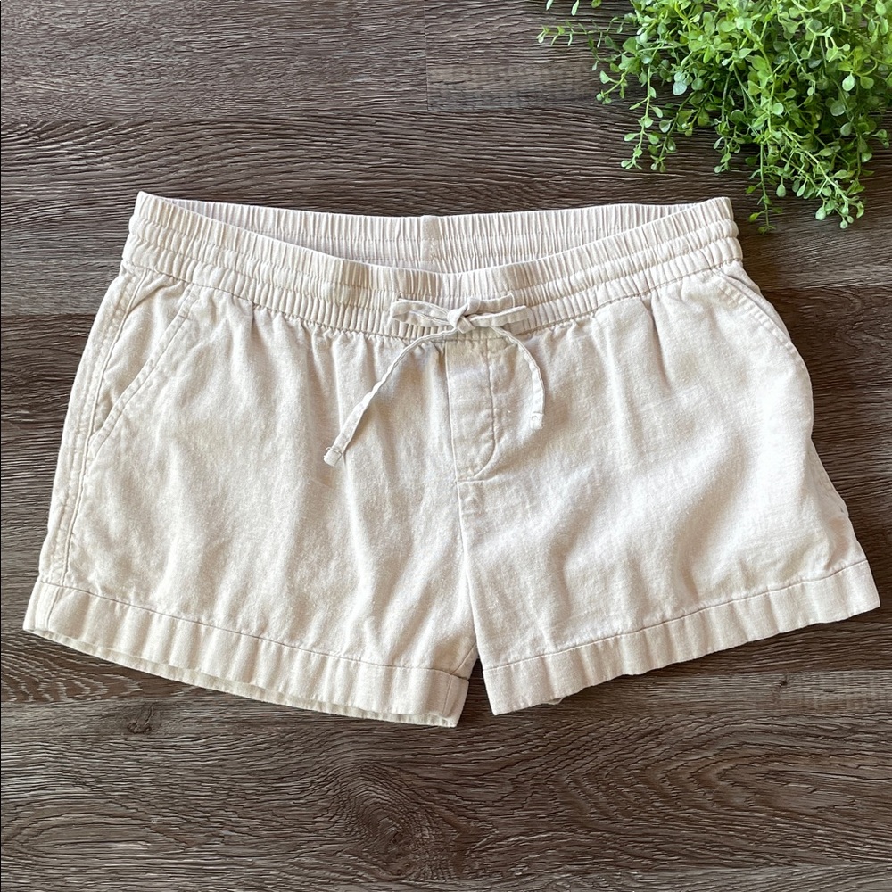 Old Navy Women’s Khaki Pull On Linen Shorts Size Medium